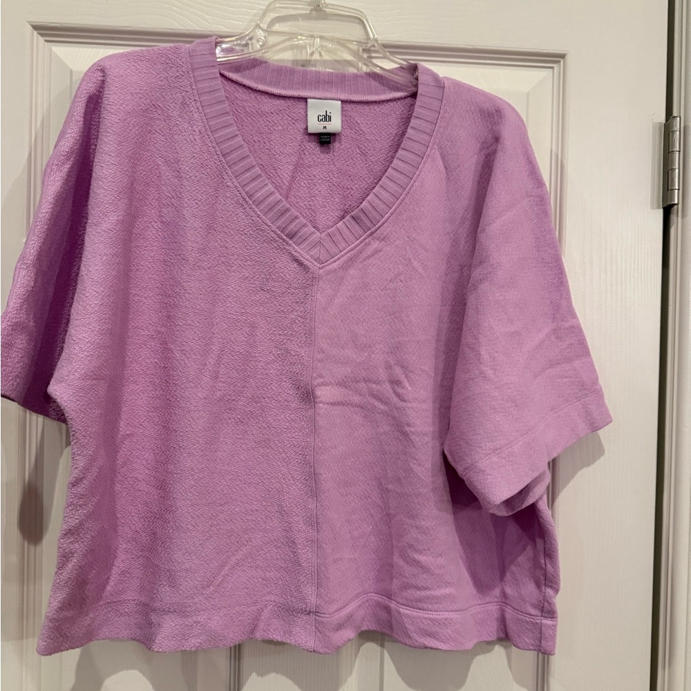 Cabi Lavender V-Neck Short Sleeve Top